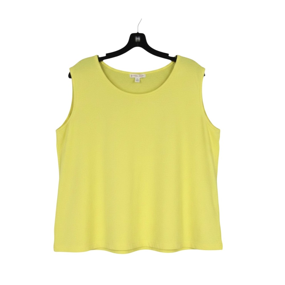 CTC CAROL TURNER COLLECTION Chartreuse Green LINEN Sleeveless BLOUSE/TANK TOP XL